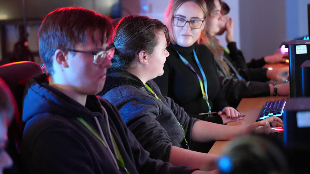 Esports students sat at computers