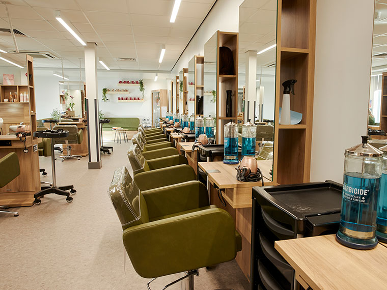 Inside Innovate S81 hair and beauty salon at North Notts College
