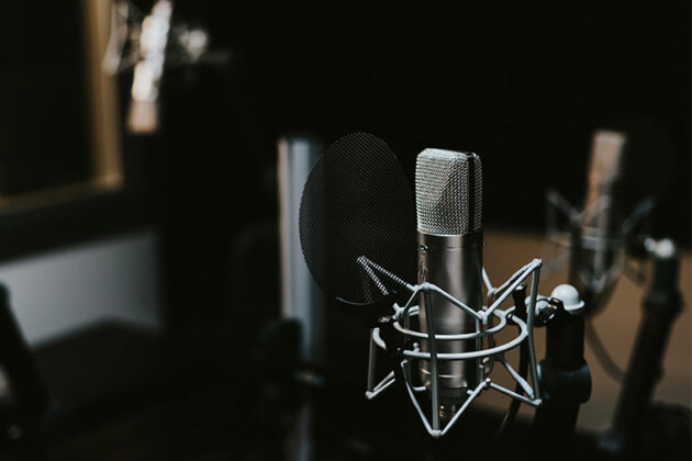 Microphone in a studio.