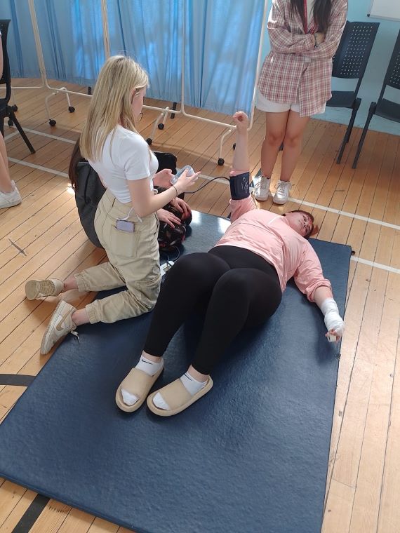accident simulation, providing immediate medical care