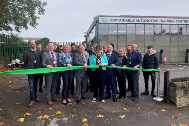 Ribbon-cutting ceremony at the Sustainable Automotive Training Centre.