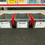 Charity donation boxes at North Notts College