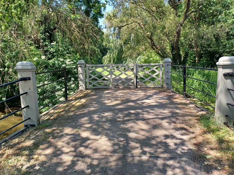 Original footbridge gate at Anglesey Abbey
