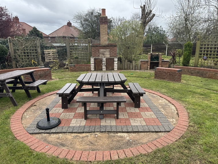 outdoor tables and benches