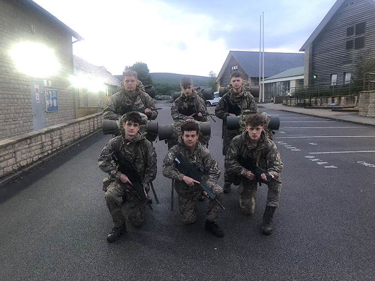 Protective Services students wearing army clothing