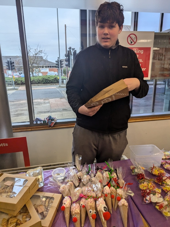 serving at the Christmas market