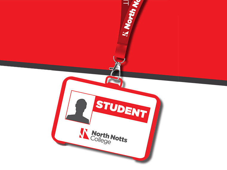 North Notts College student lanyard