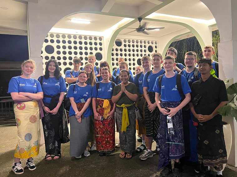 A group of students enjoying the Ogoh-Ogoh parade