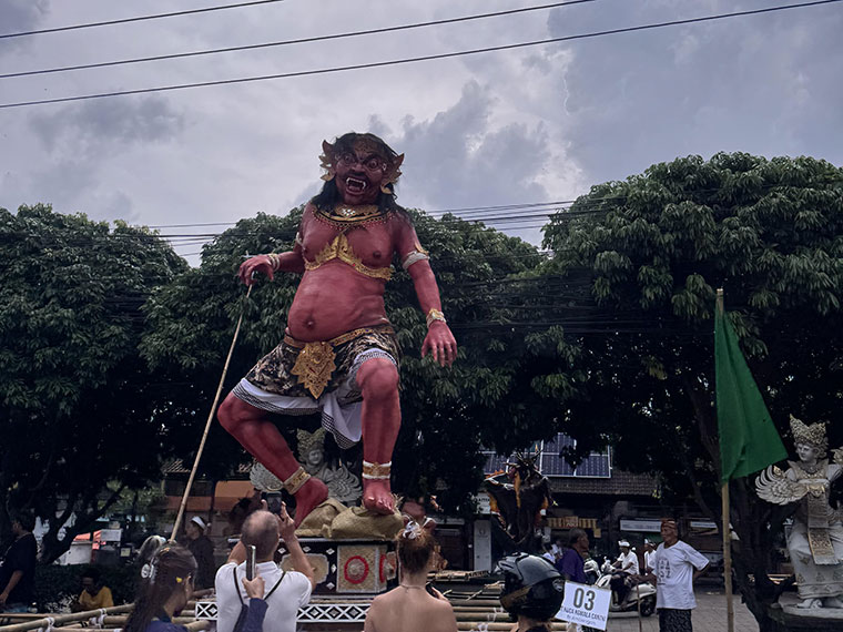 A large figure as part of the Ogoh-Ogoh parade in Bali