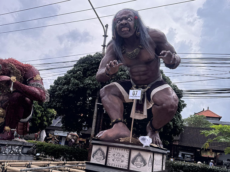 A large figure as part of the Ogoh-Ogoh parade in Bali