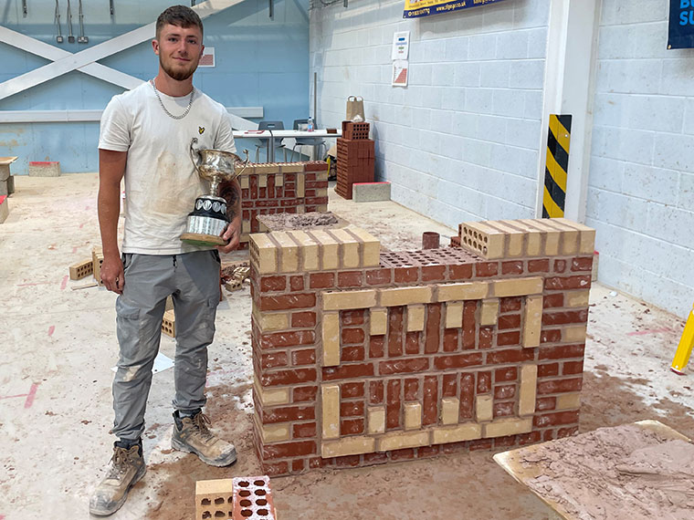 Corey Richardson winning the senior title at the Guild of Bricklayers competition 2025