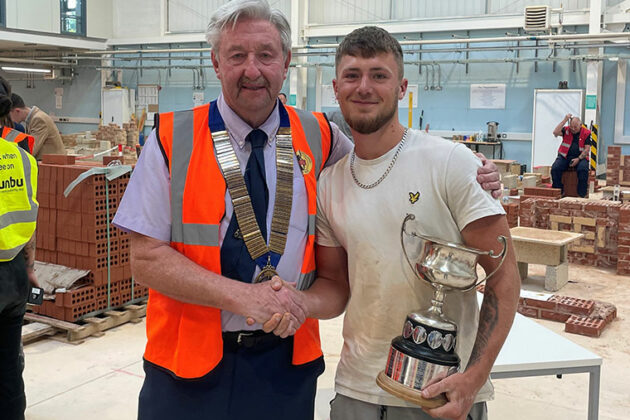 Corey Richardson winning the senior title at the Guild of Bricklayers competition 2025