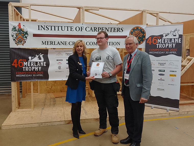 Student being awarded certificate for Merlane Trophy 2025