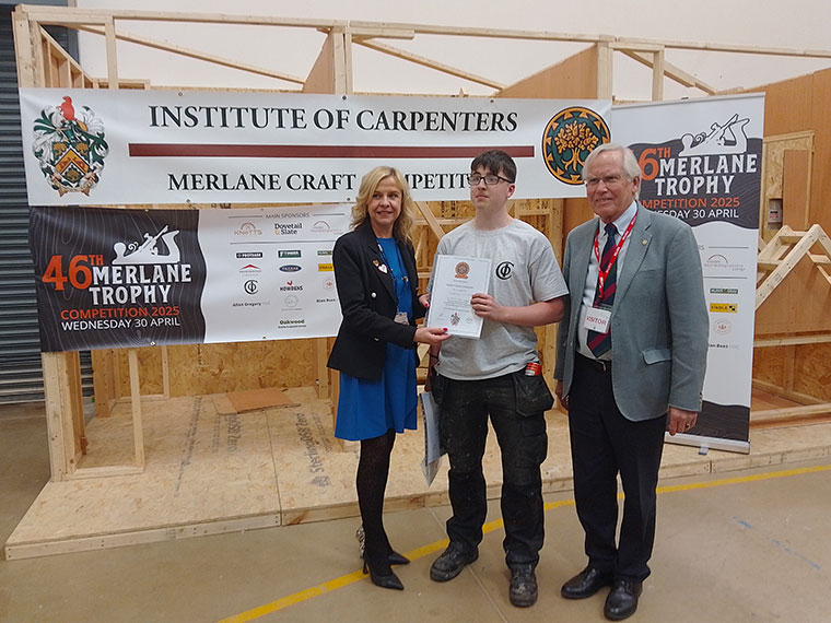 Student being awarded certificate for Merlane Trophy 2025