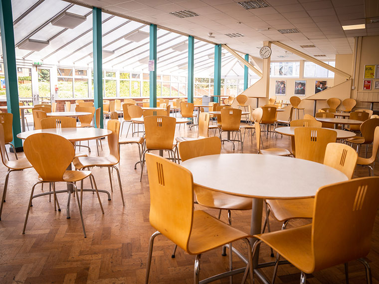 Seating in the bistro at North Notts College