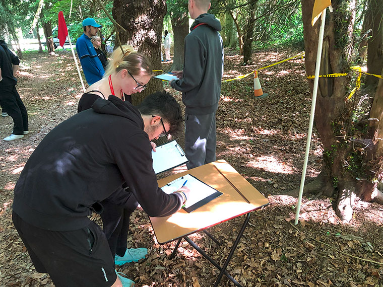 Protective Services students in a mock CSI investigation at Hannah Park