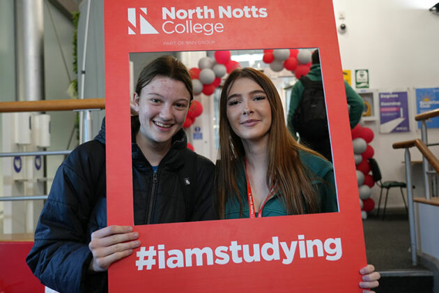 Two North Notts College students during welcome week 2025