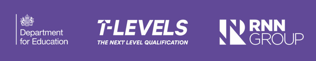 Department for Education, RNN Group and T Levels logos