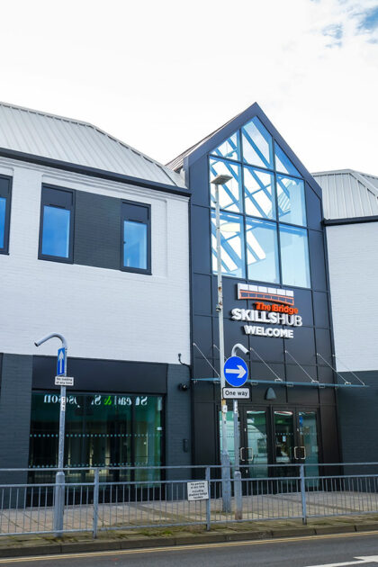 The Bridge Skills Hub building from the outside