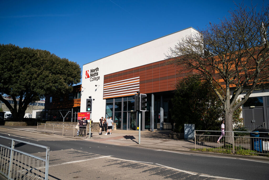 North Notts College building from the front entrance